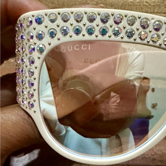 GUCCI GG 135mm Crystal mirror Off white Oversized Sunglasses main image 5